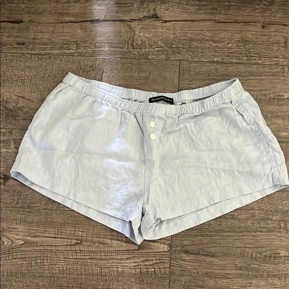 Women's Brandy Melville Light Blue Linen Shorts Size Xs/Small Like New